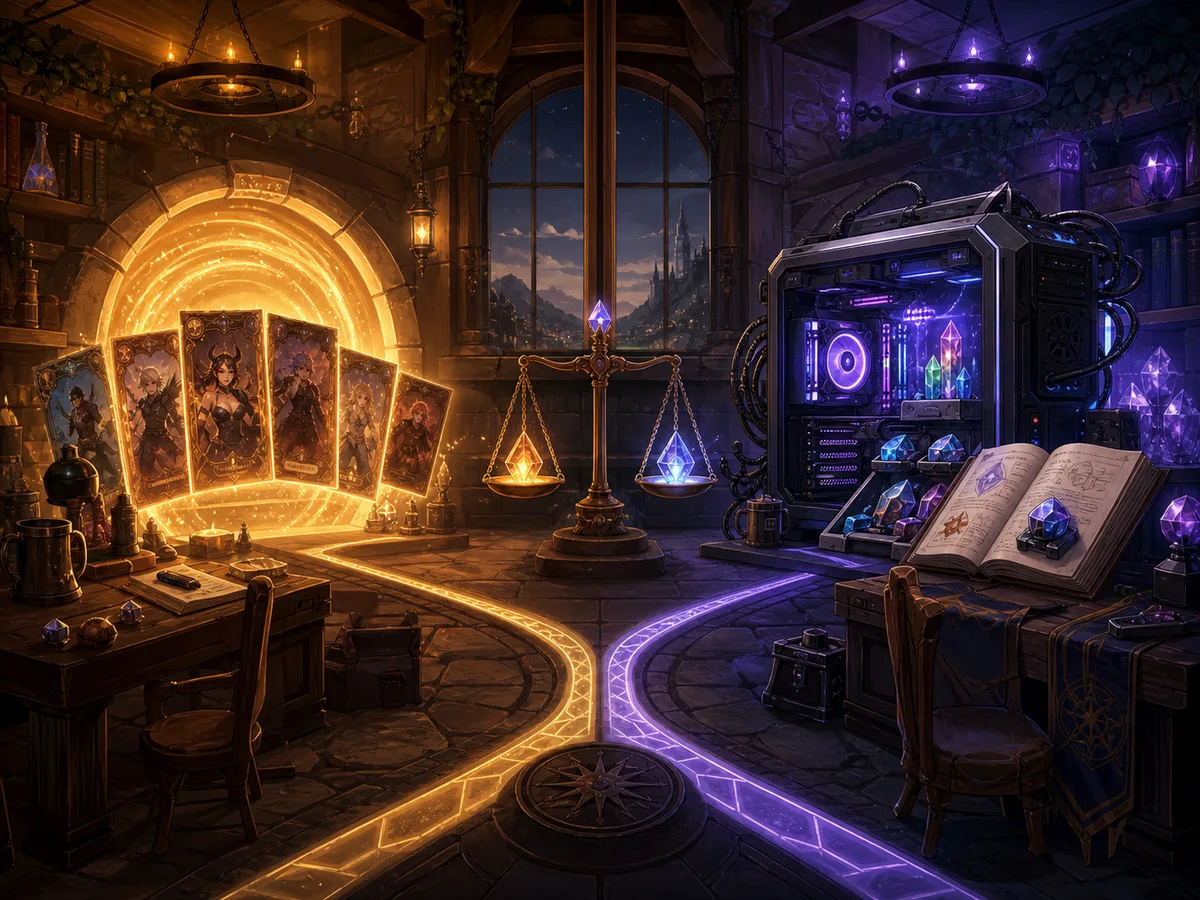 Illustration of hosted and local AI roleplay workspaces